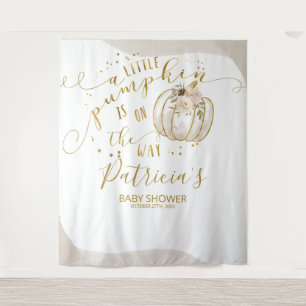 Elegant Taupe Pumpkin Fall Baby Shower Backdrop