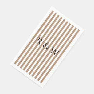 Elegant Taupe Stripes Summer Striped Wedding Paper Guest Towels