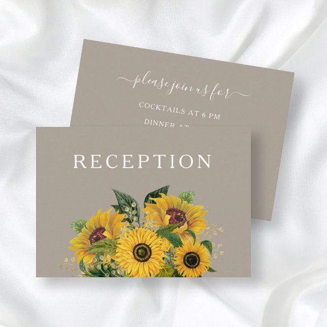 Elegant Taupe Sunflowers Wedding Reception Enclosure Card (Creator Uploaded)