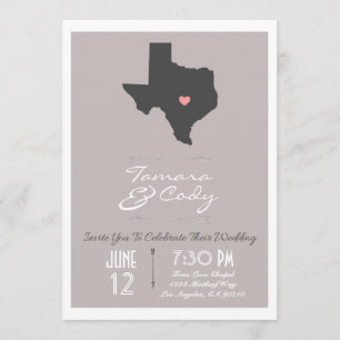Elegant Taupe Texas State Wedding Invitation