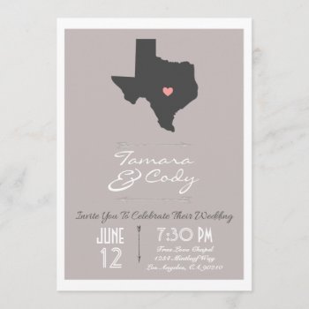 Elegant Taupe Texas State Wedding Invitation by Mintleafstudio at Zazzle