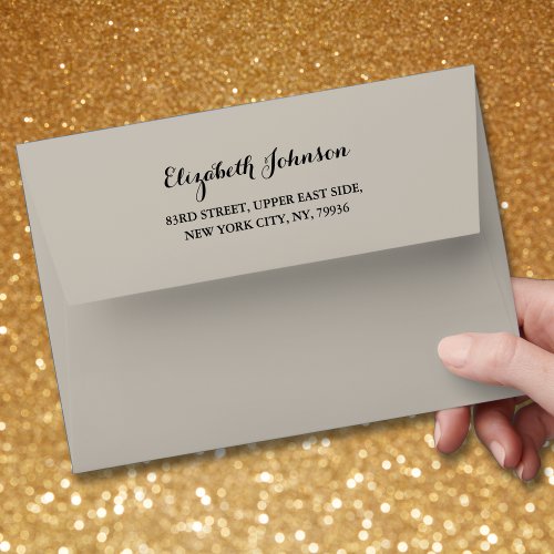 Elegant Taupe Wedding Invitation Pre Addressed 5x7 Envelope