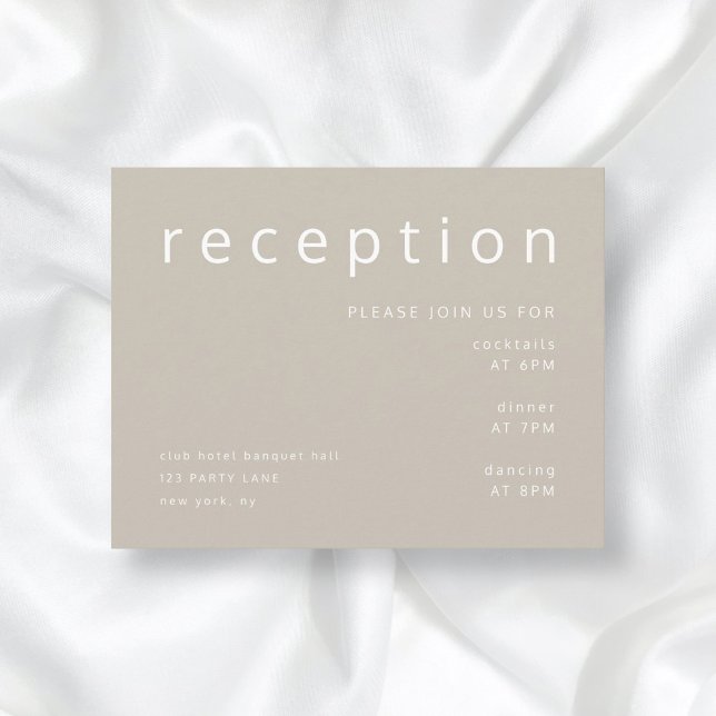 Elegant Taupe Wedding Reception Enclosure Card (Creator Uploaded)