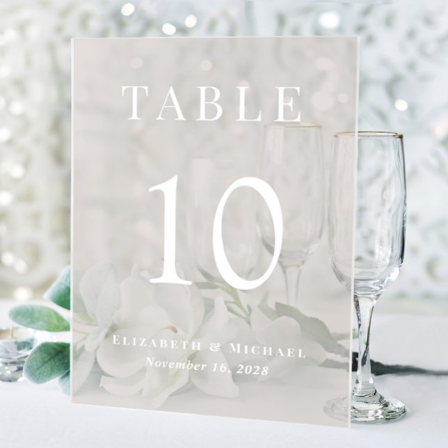 Elegant Taupe Wedding Reception Table Number Acrylic Sign (Creator Uploaded)