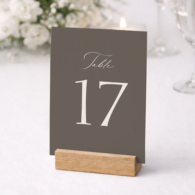 Elegant Taupe Wedding Table Number  (Creator Uploaded)
