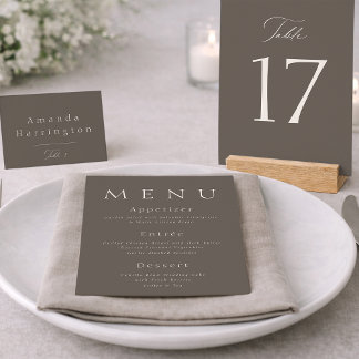 Elegant Taupe Wedding Table Number 