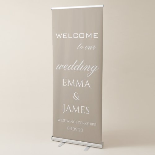 Elegant Taupe Wedding Welcome  Retractable Banner