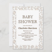 Elegant Taupe & White Cheetah Print Baby Shower Invitation (Front)