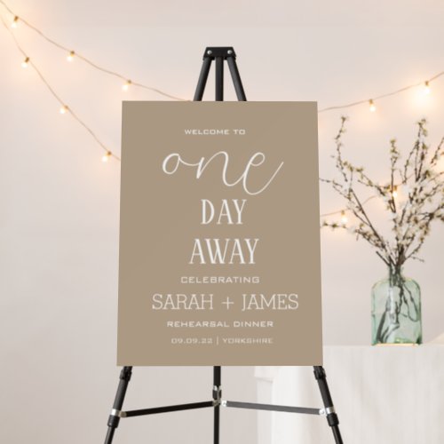 Elegant Taupe  White Rehearsal Dinner Wedding   Foam Board