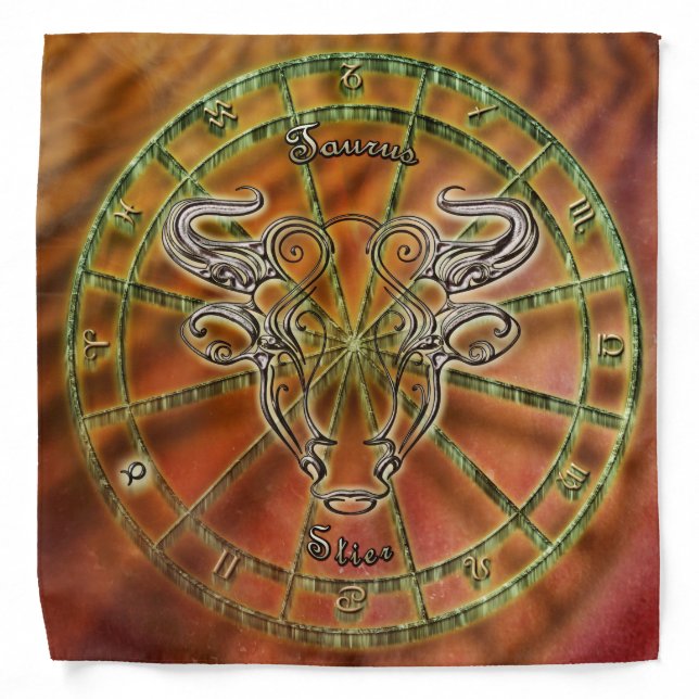 Elegant Taurus the Bull Zodiac Astrology Sign Band Bandana (Front)