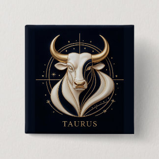 ♉ Elegant Taurus Zodiac Gold Bull Astrology ✨ Button