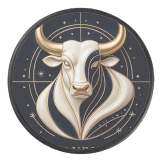 ♉ Elegant Taurus Zodiac Gold Bull Astrology ✨ Hockey Puck