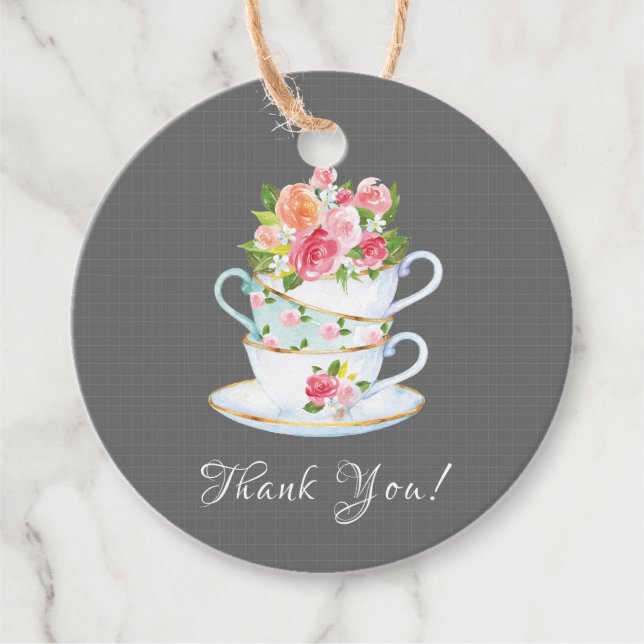 Elegant Tea Bridal Shower Favor Gift Tag (Front)