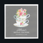 Elegant Tea Bridal Shower Paper Napkins<br><div class="desc">Elegant tea bridal shower napkins featuring china tea cups with pretty watercolor shades of pink flowers. Matching items available in our shop.</div>