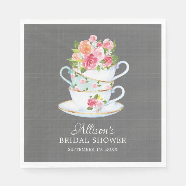 Elegant Tea Bridal Shower Paper Napkins (Front)