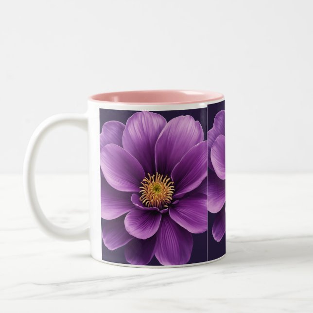 Elegant Tea & Coffee Mug with Purple Flower Print (Left)