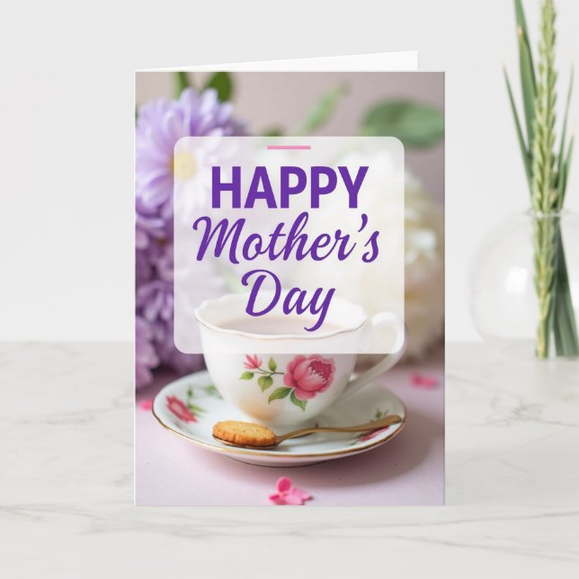 Elegant Tea Happy Mothers Day Card (Front)