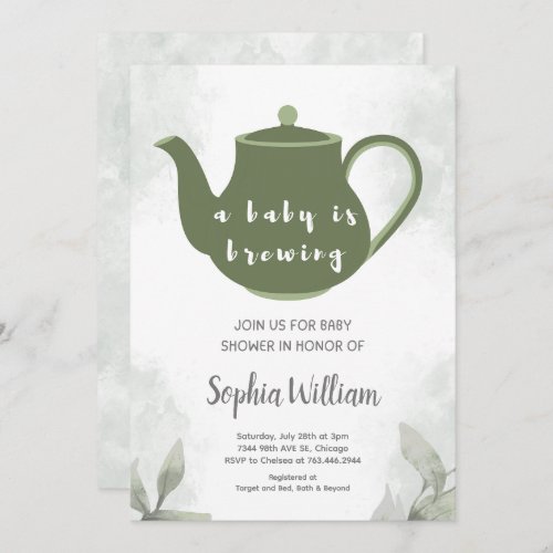 Elegant Tea Party Baby Shower Baby Is Brewing  Invitation