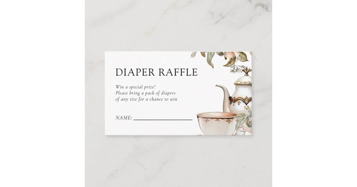 Elegant Tea Party Baby Shower Diaper Raffle Enclosure Card | Zazzle