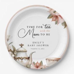 Elegant Tea Party Baby Shower Paper Plates