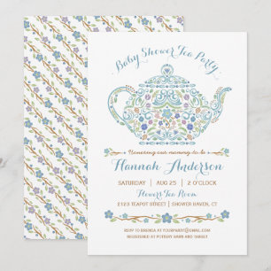 Elegant Tea Party Boy Baby Shower • Teapot Invitation