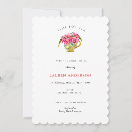 Elegant Tea Party Bridal Shower Invitation