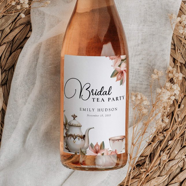 Elegant Tea Party Bridal Shower Wine Label (Creator Uploaded)