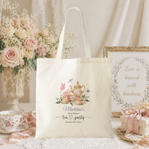 Elegant Tea Party Butterflies Baby Shower  Tote Bag