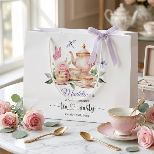 Elegant Tea Party Butterflies Bridal Shower Large Gift Bag