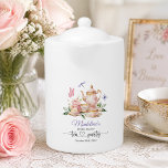 Elegant Tea Party Butterflies Bridal Shower  Teapot<br><div class="desc">An elegant design featuring colorful butterflies,  dragonflies,  a teapot and tea cups. You can simply change the details or customize it by adding your own graphics or designs.</div>