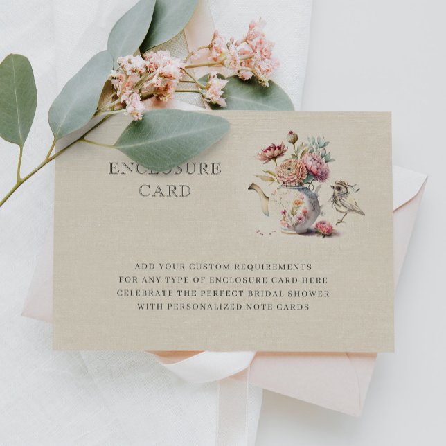 Elegant Tea Party Floral Bridal Shower Enclosure Card (Creator Uploaded)