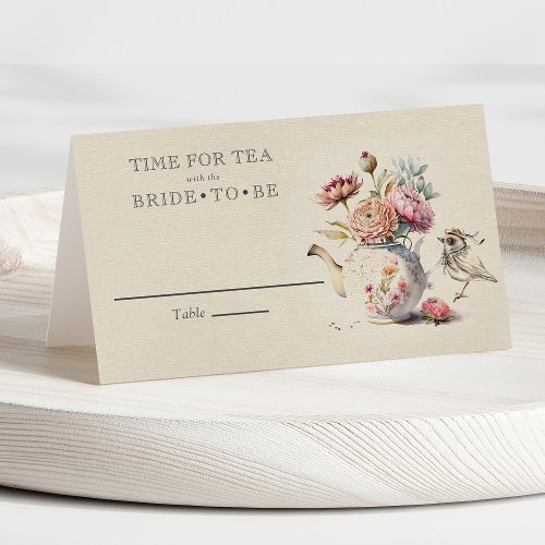 Elegant Tea Party Floral Bridal Shower Place Card