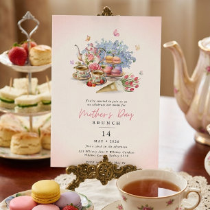 Elegant Tea Party Floral Mother's day brunch Invitation
