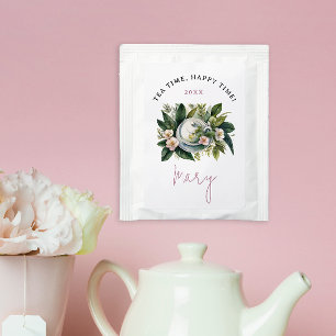 Elegant Tea Party Friends Bridal Shower Watercolor Bag Drink Mix