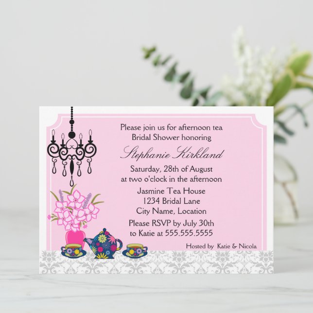 Elegant Tea Party Invitation (Standing Front)