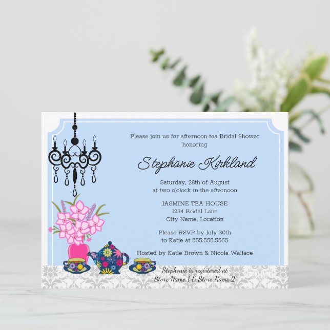 Elegant Tea Party Invitation (Standing Front)
