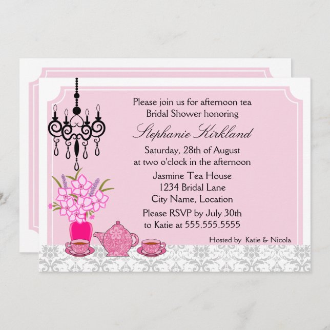 Elegant Tea Party Invitation (Front/Back)
