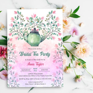 Elegant Tea Party Teapot Floral Invitation