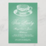 Elegant Tea Party Vintage Tea Cup Mint Invitation