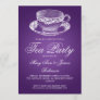 Elegant Tea Party Vintage Tea Cup Purple Invitation