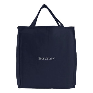 Elegant Teacher Custom Name Embroidered Tote Bag