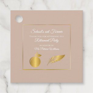 Elegant Teacher Pastel Brown Retirement Party  Favor Tags