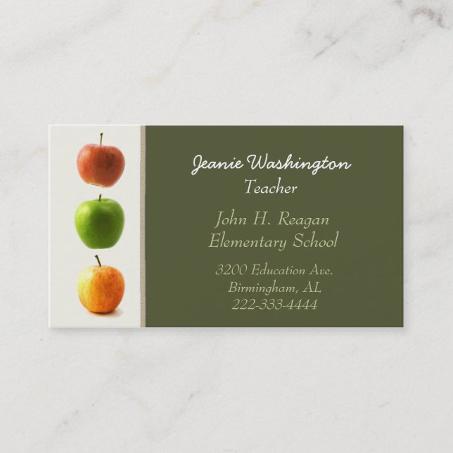 Elegant Teacher's Business Card (Front)