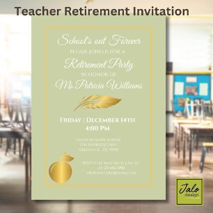 Elegant Teachers Golden Pastel Retirement Party Invitation