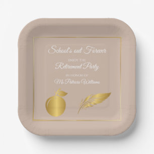 Elegant Teachers Golden Pastel Retirement Party  Paper Plates