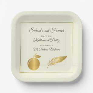 Elegant Teachers Golden Pastel Retirement Party  Paper Plates