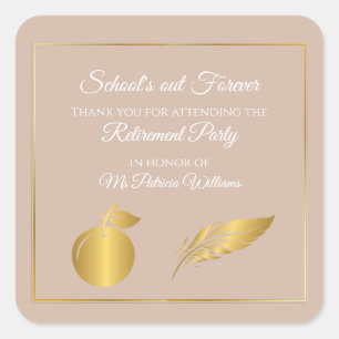Elegant Teachers Golden Pastel Retirement Party Square Sticker