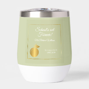 Elegant Teachers Golden Pastel Retirement Party  Thermal Wine Tumbler