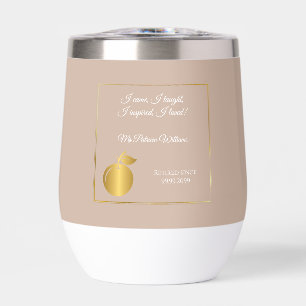 Elegant Teachers Golden Pastel Retirement Party  Thermal Wine Tumbler