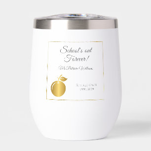 Elegant Teachers Golden Pastel Retirement Party  Thermal Wine Tumbler